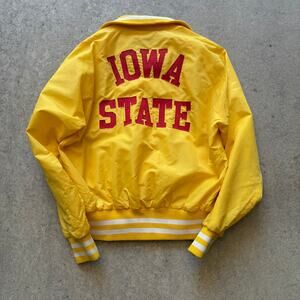 Men's Vintage 80's ISU Iowa State Cyclones Theta Chi Yellow Snap Jacket Sz Large